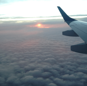 Altocumulus clouds from the plane window coming back from DC