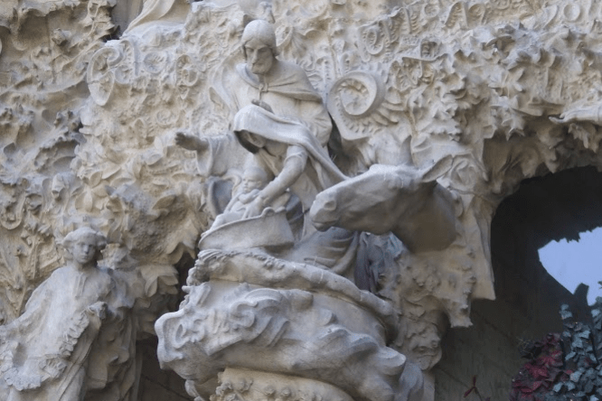 This one of the scenes from the Nativity Facade, with the Holy Family at Jesus’s birth.
