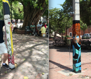 Even the street posts are painted with art!