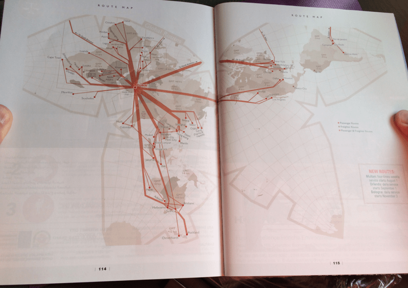Neat map showing flights connecting in Dubai! See if you can find the US here!
