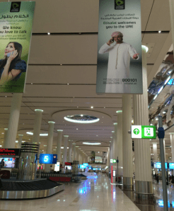 The welcome sign at the airport